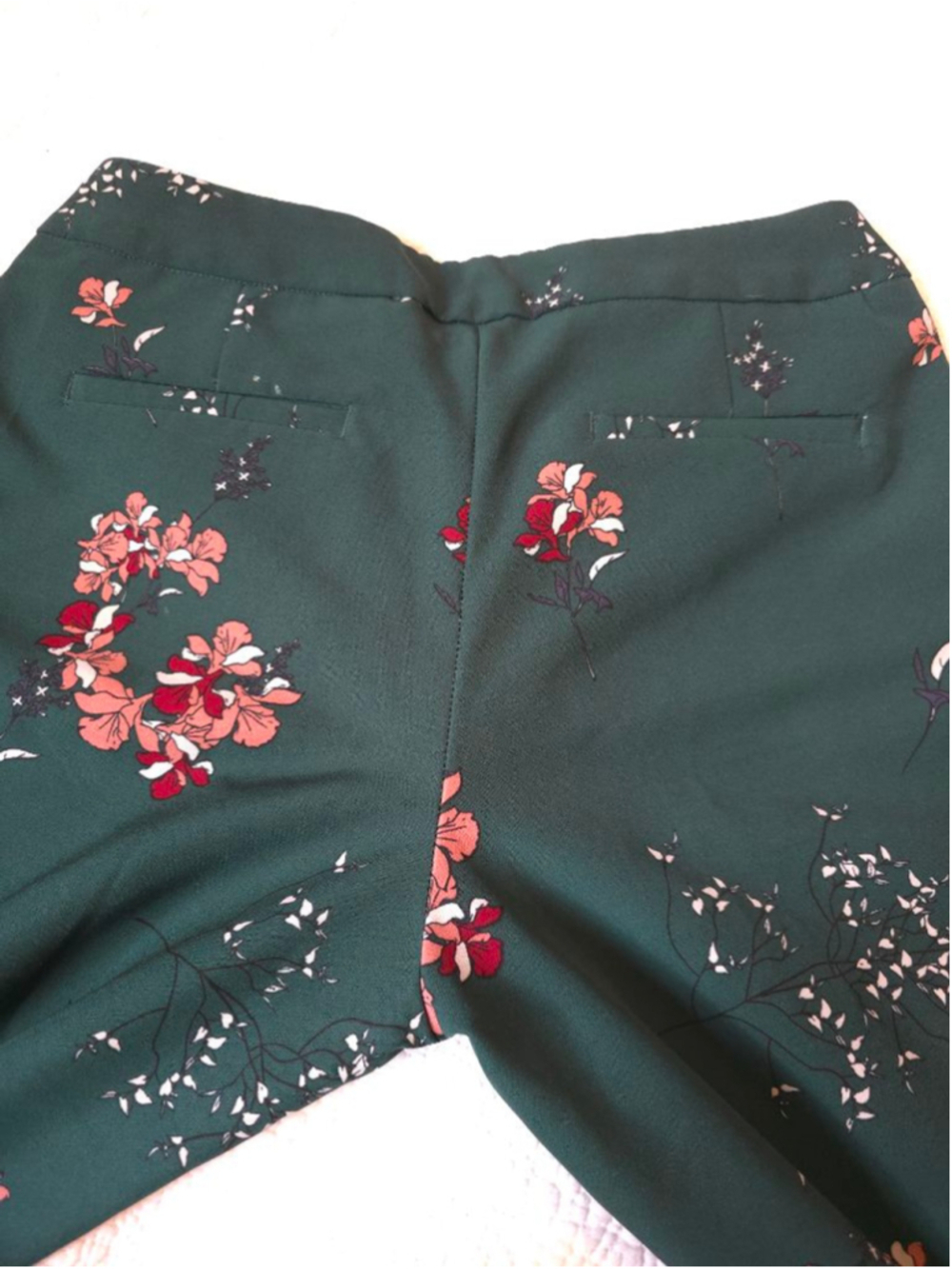 Women's CAROLINA BELLE Forest Emerald Green Floral Trousers Size 8 OfficeSiren - Picture 4 of 13